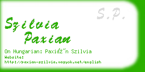 szilvia paxian business card